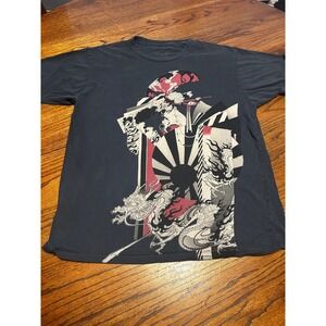 Beautiful Giant Mens Geisha Dragon Graphic T-Shirt Black Large Japanese Art Tee